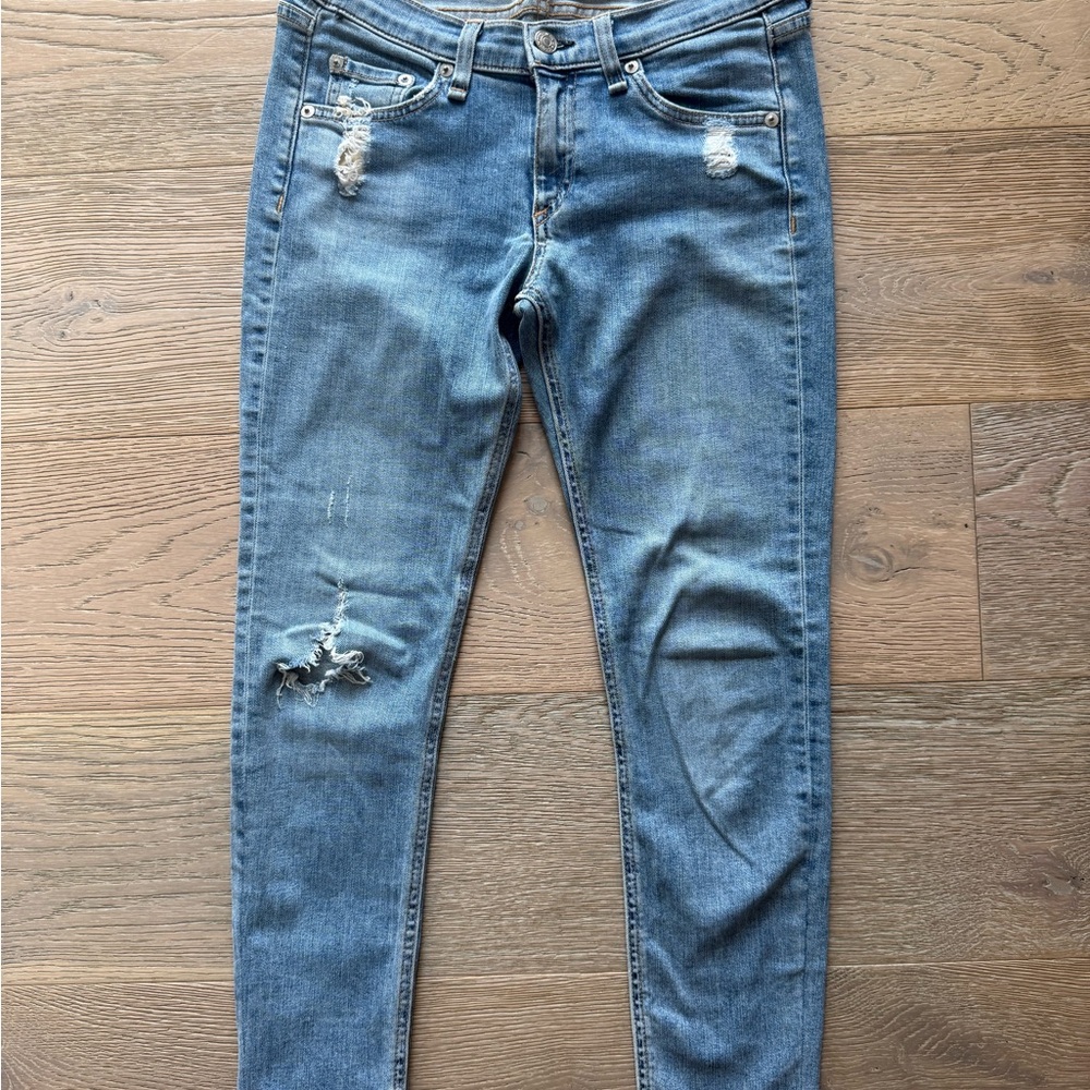 rag & bone Blue Distressed Skinny Jeans
